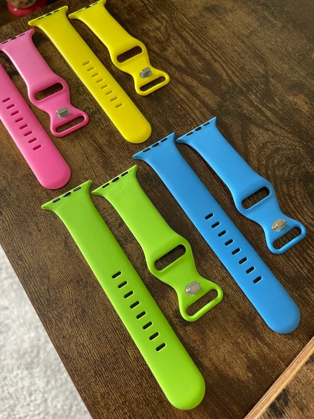 Silicone Replacement Apple Watch Bands - Bright Pink, Yellow, Green, Blue